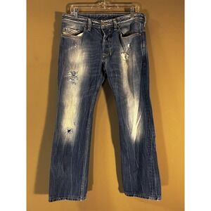 Diesel Safado Jeans Men 34x28 Straight Leg Whiskered DNA Pocket Distressed